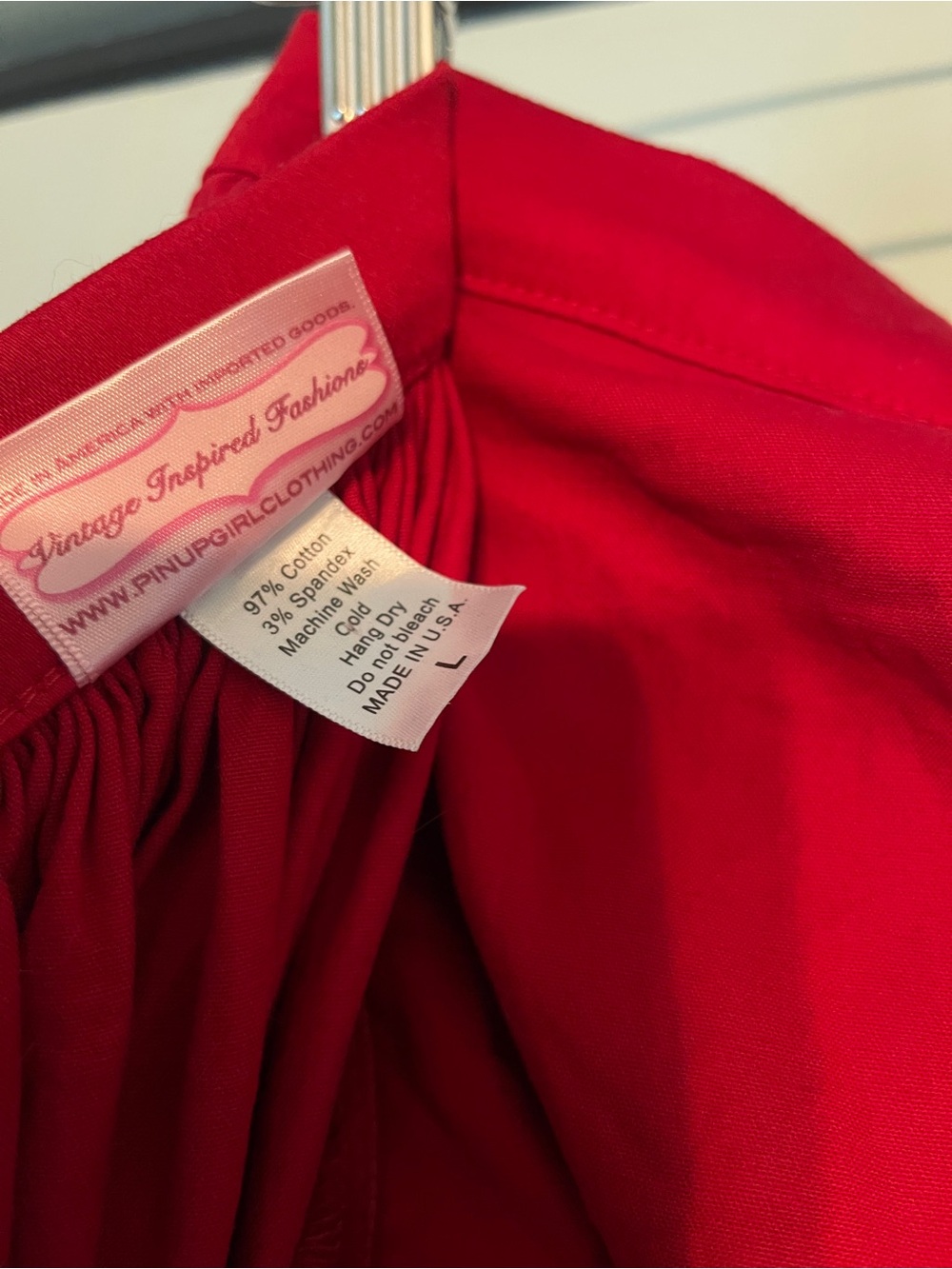 Pinup Couture Red Full Circle Jenny Midi Skirt - Gathered style with POCKETS - Picture 6 of 6